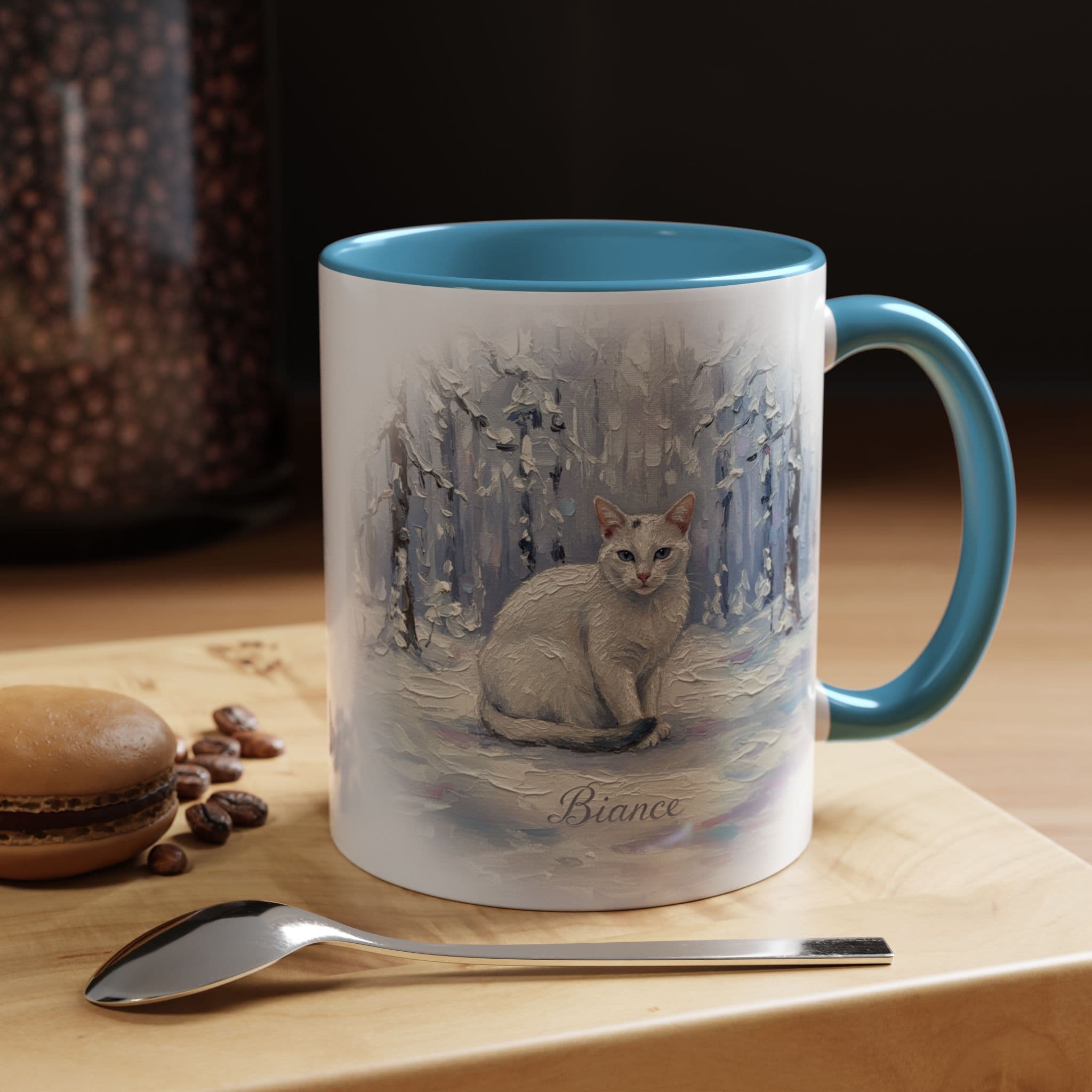 Pet Art Accent Coffee Mug, Pet Portrait Coffee Mug | Cat Dog Lover Mug (DP) mockup preview
