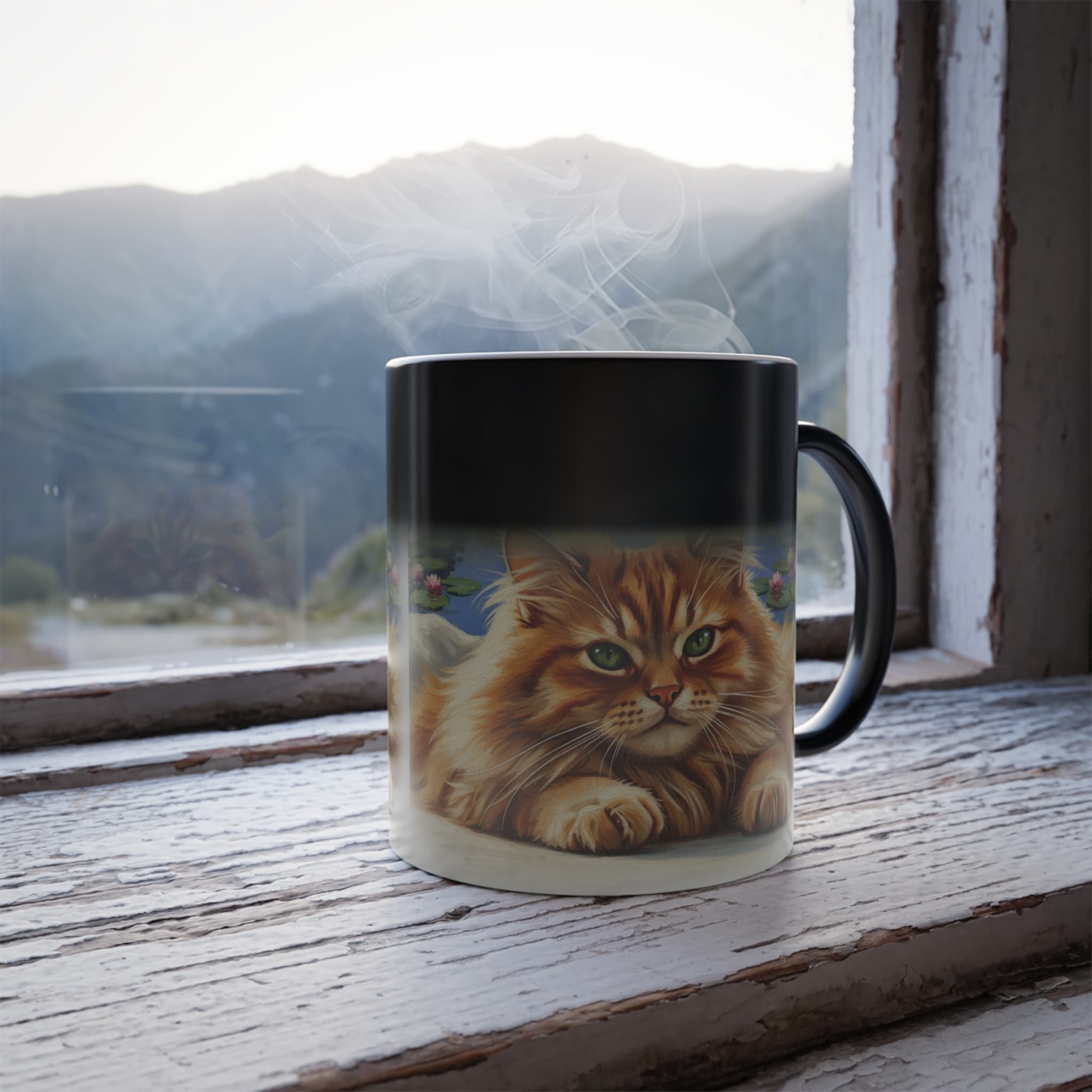 Custom Pet Portrait Mug 11oz, Color Morphing Photo Reveal (DP) mockup preview